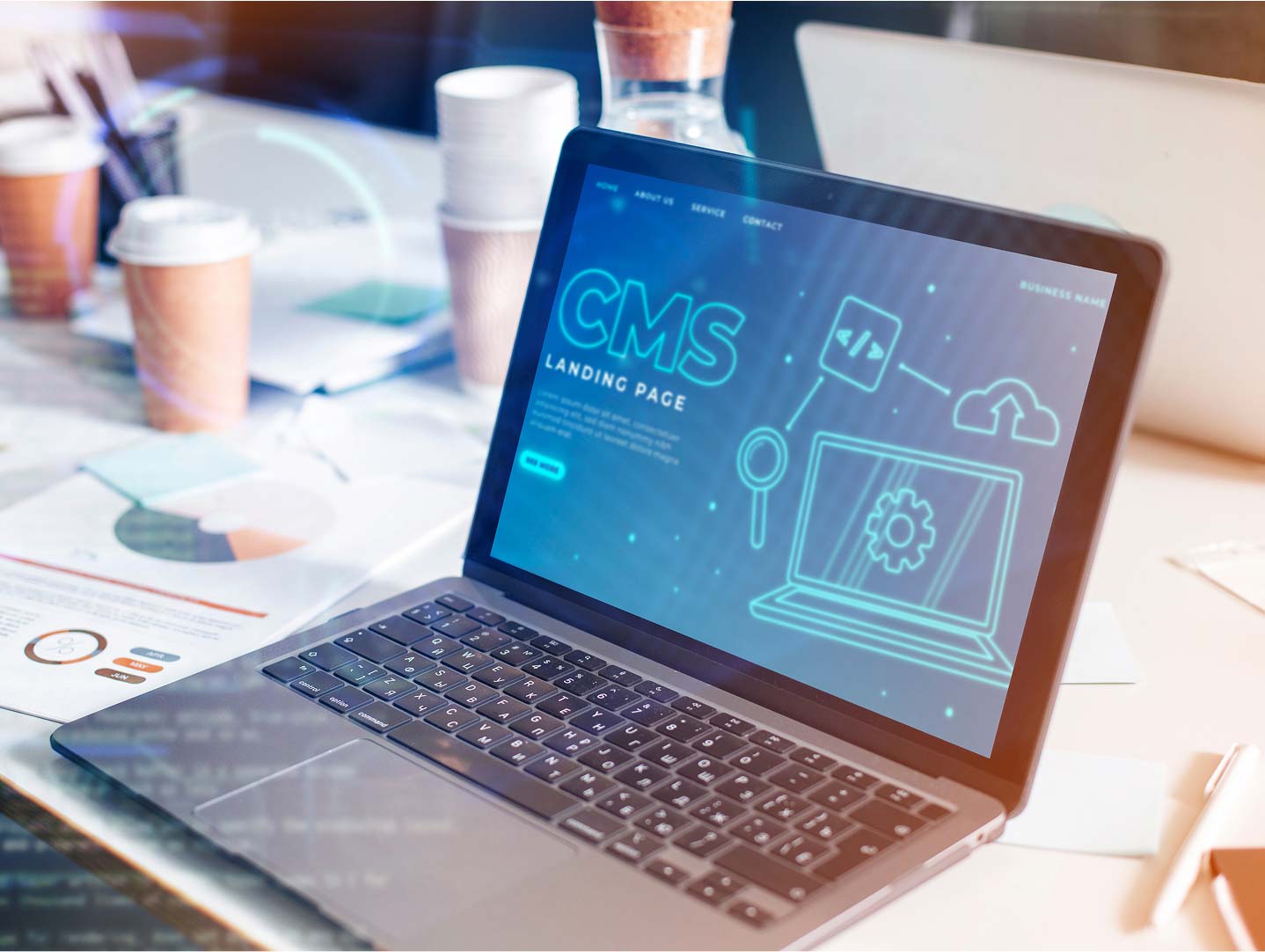 CMS Landing Page Mockup laptop